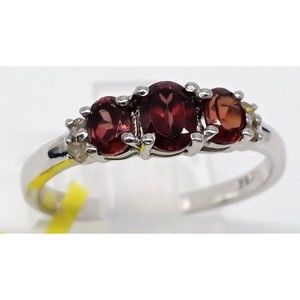 Chuck Clemency Garnet Quartz CZ Gemstone Ring STS 925 Sterling Silver Size 7